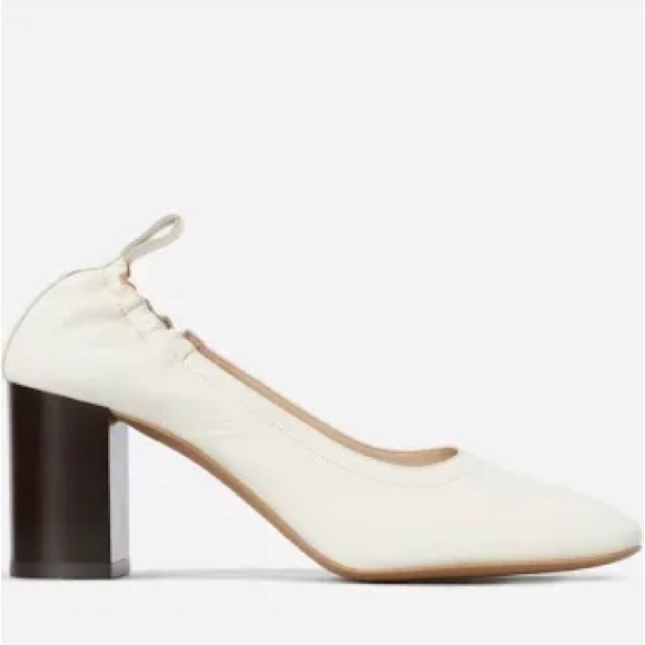 Everlane The Italian Leather Day Heel White Stacked Heel Size 9 - Picture 1 of 10
